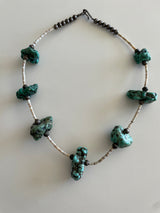 Large Turquoise Chunk and Heshi Bead Necklace Navajo