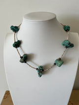 Large Turquoise Chunk and Heshi Bead Necklace Navajo