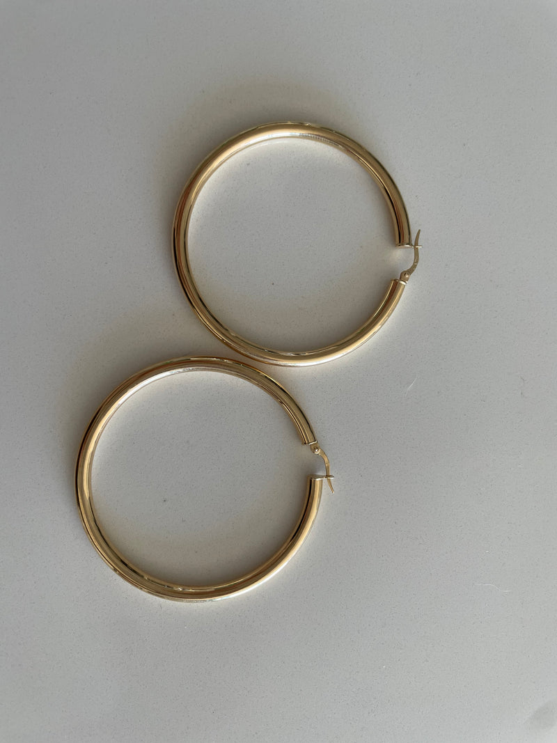 Large 14k Hollow Hoop Earrings