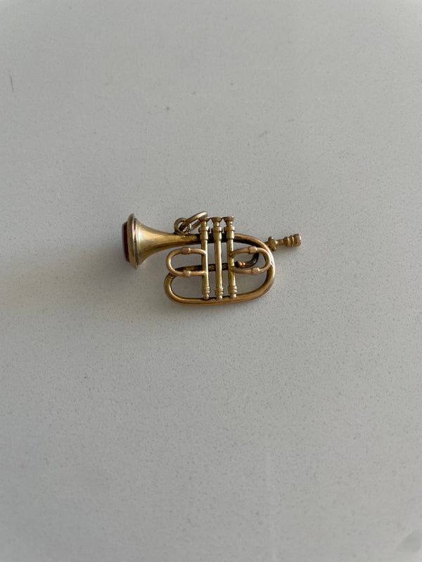 Bloodstone and 14k Trombone Charm