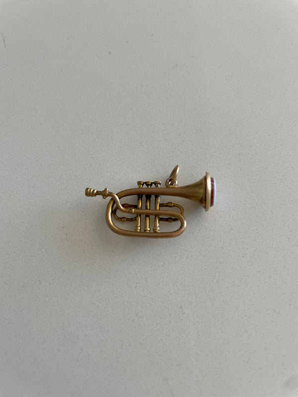 Bloodstone and 14k Trombone Charm