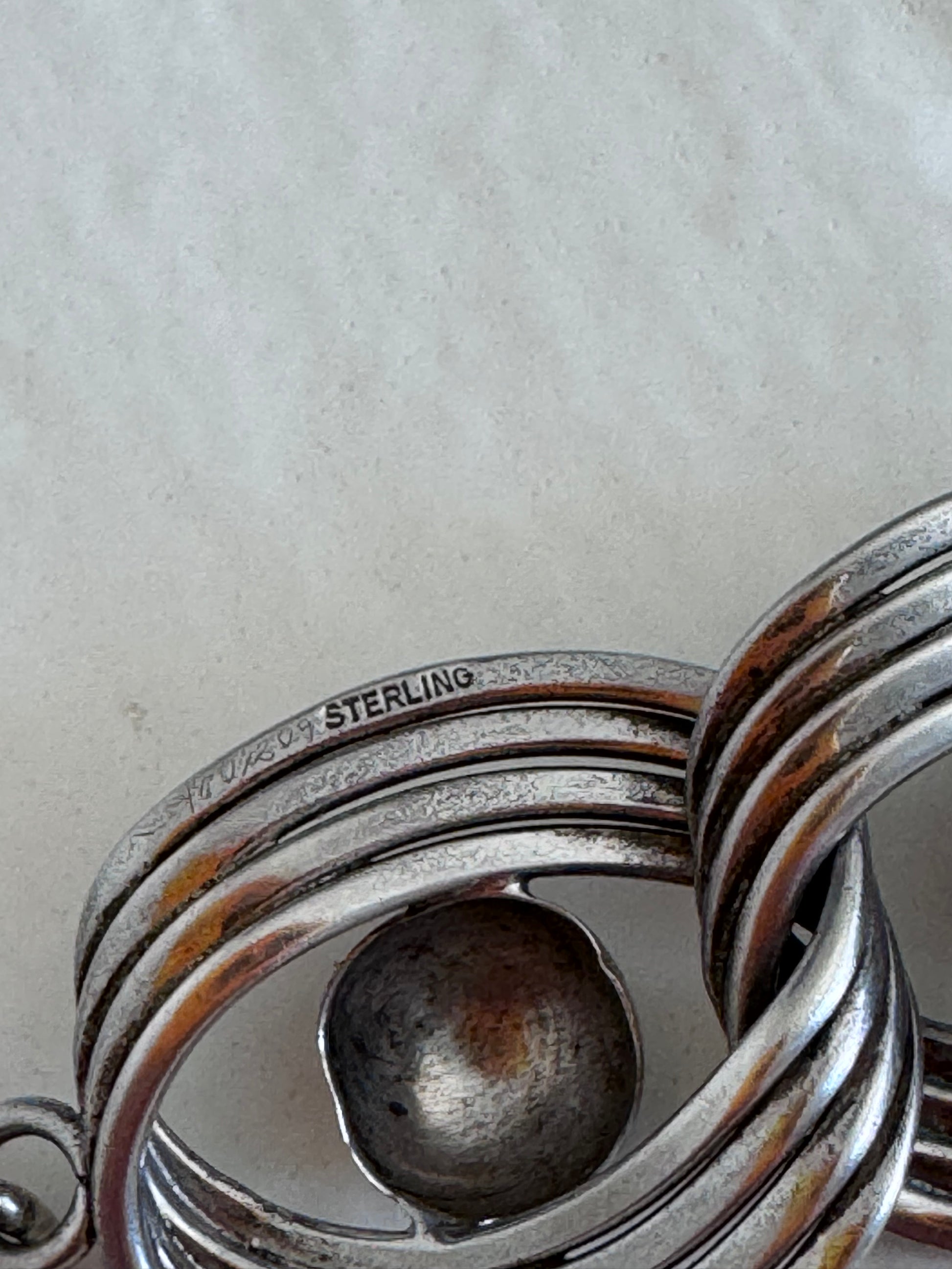 Estate vintage 1950s Harry S Bick sterling silver modernist geometric link bracelet mid-century designer jewelry