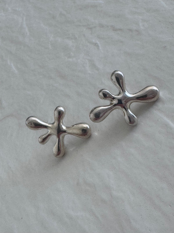 Estate Angela Cummings sterling silver sculptural splat form post earrings AC Studio designer