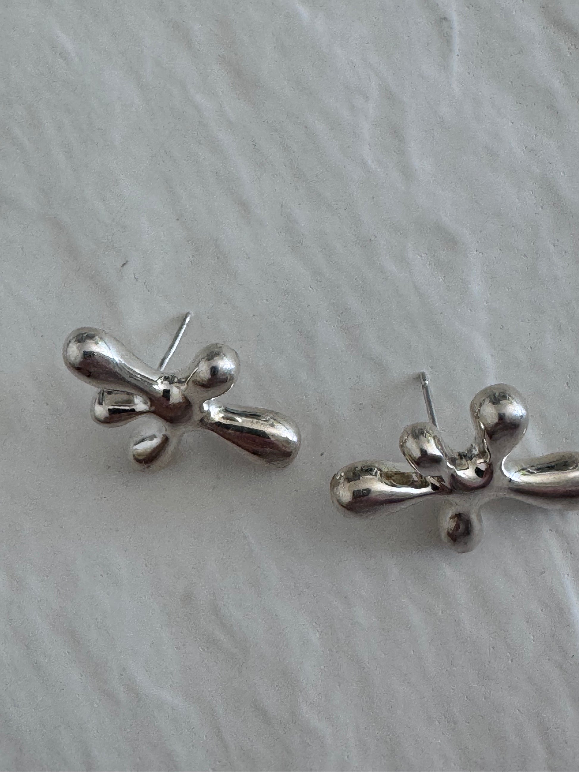 Estate Angela Cummings sterling silver sculptural splat form post earrings AC Studio designer