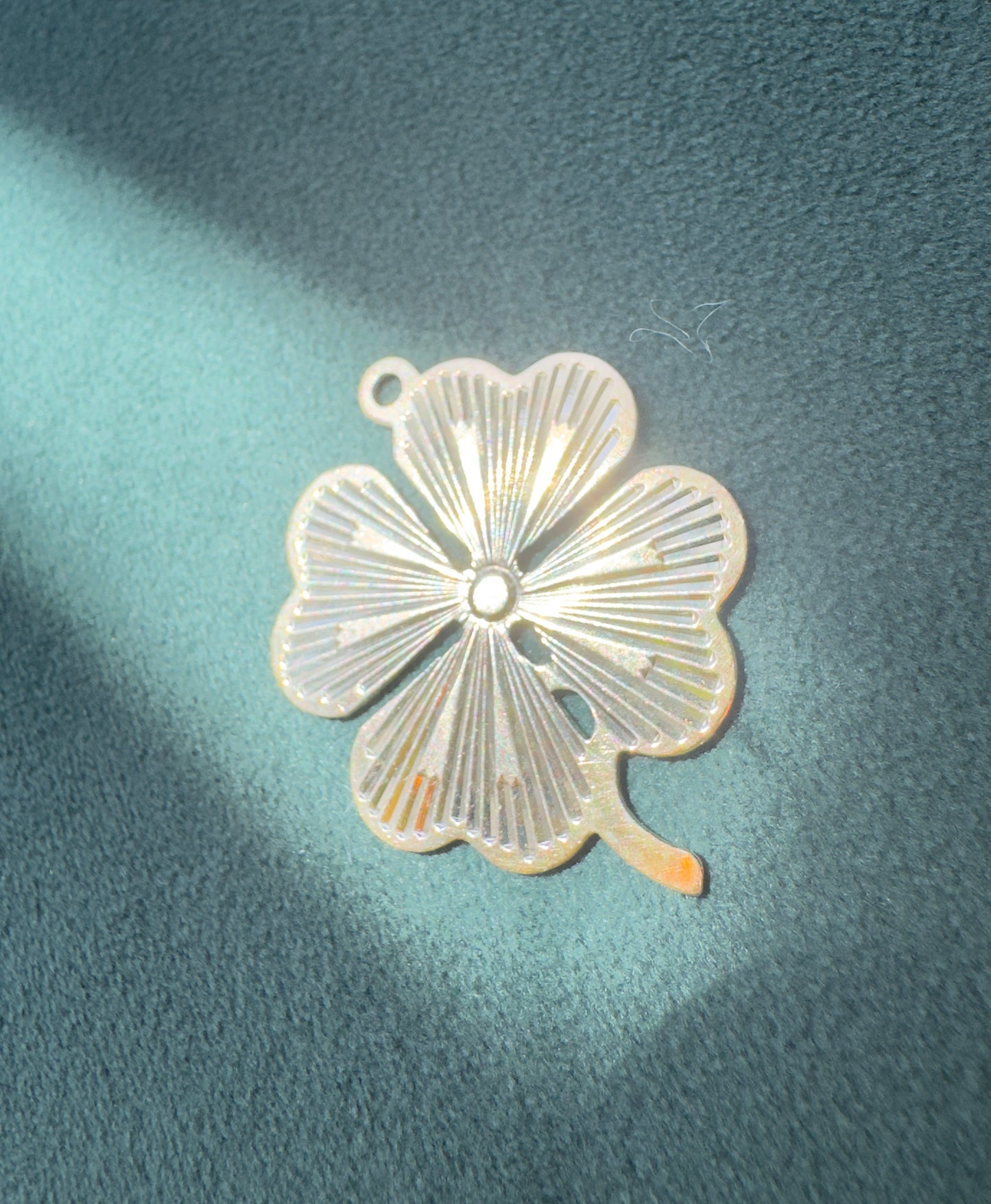 Vintage 1950s 1960s 14K Gold Engine Turned Four Leaf Clover Pendant JTC Estate Jewelry