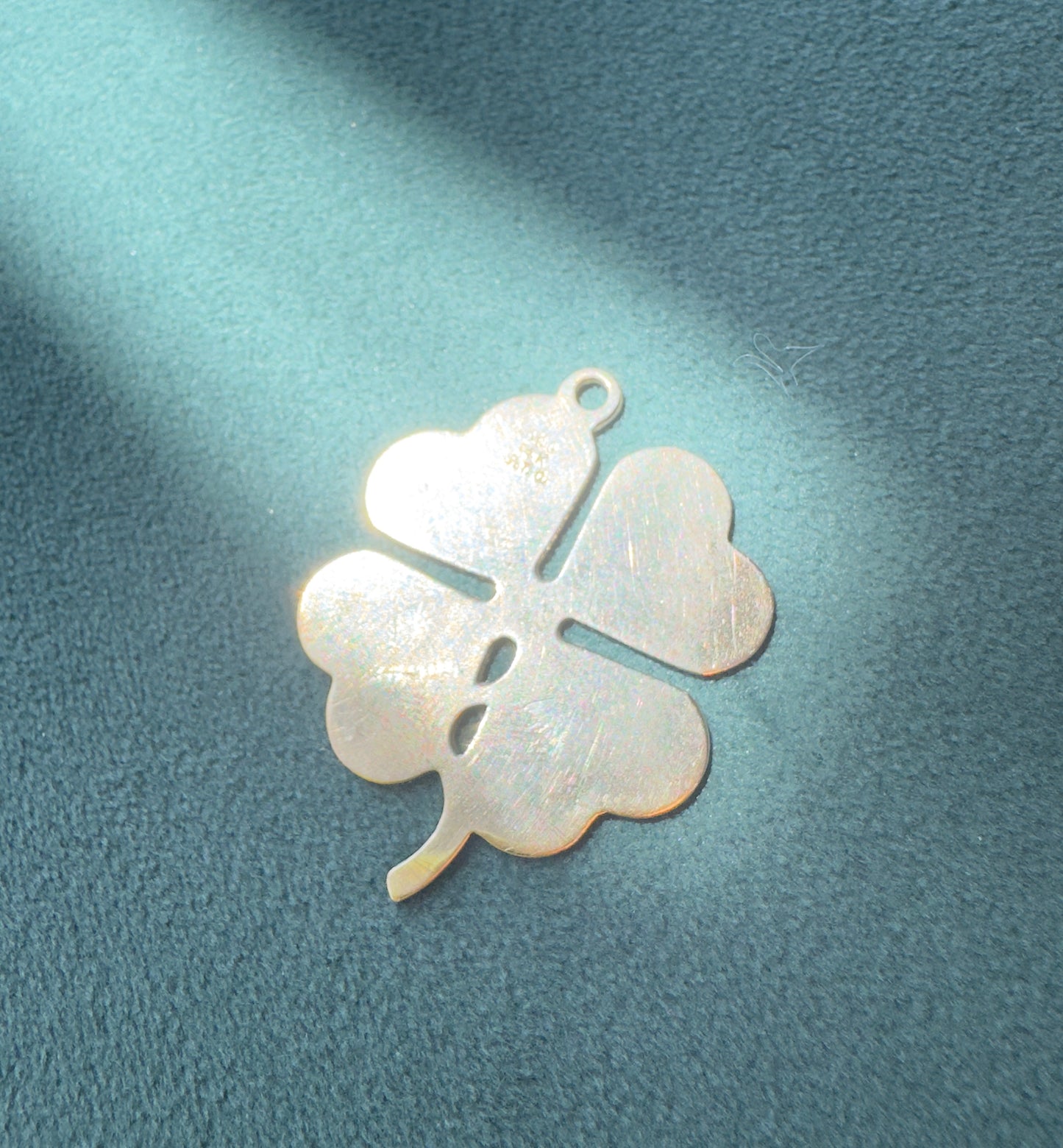 Vintage 1950s 1960s 14K Gold Engine Turned Four Leaf Clover Pendant JTC Estate Jewelry