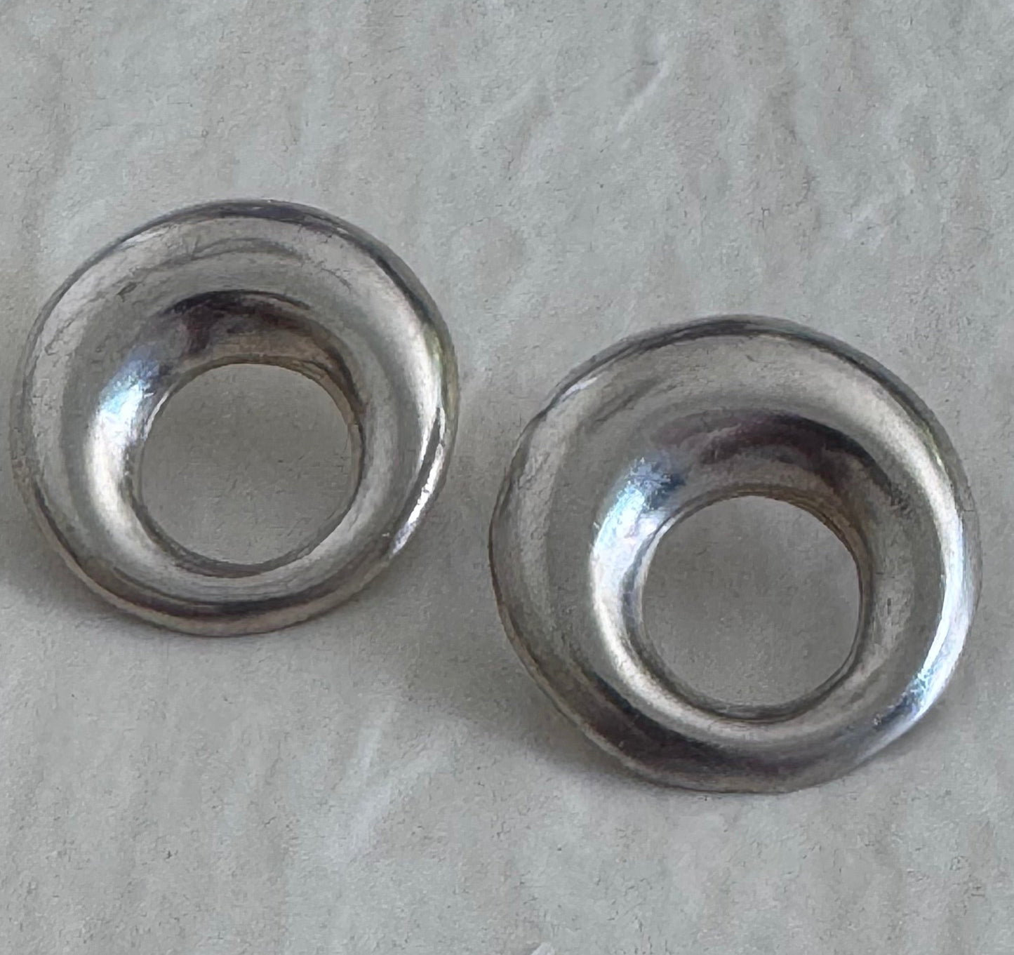 Estate Vintage Naldo Sterling Silver Modernist Donut Circle Stud Earrings Signed 925