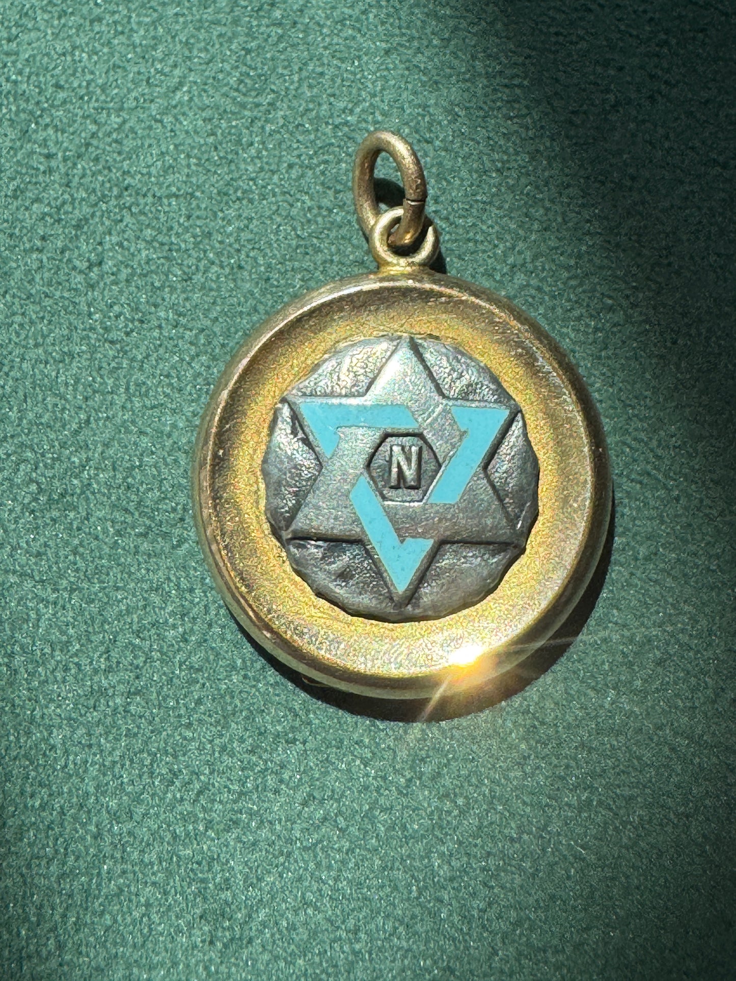 Rare Antique Early 1900s Rolled Gold Star of David Locket With Blue Enamel Fraternal Design