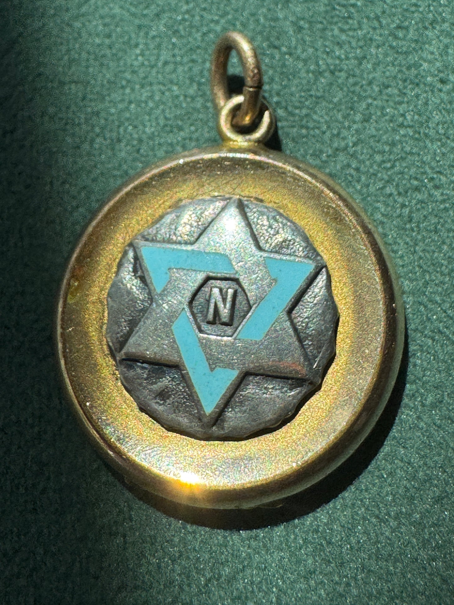 Rare Antique Early 1900s Rolled Gold Star of David Locket With Blue Enamel Fraternal Design