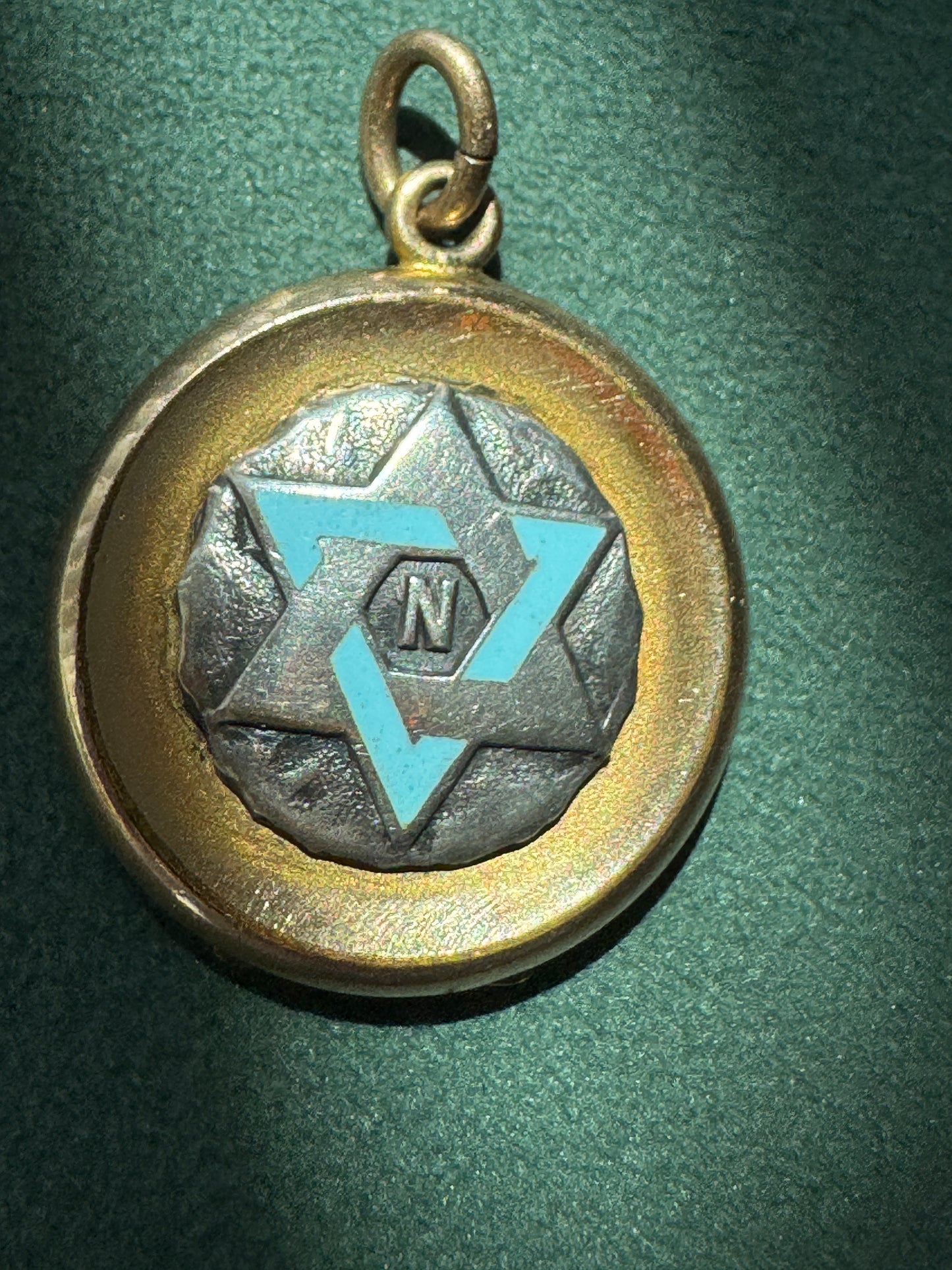 Rare Antique Early 1900s Rolled Gold Star of David Locket With Blue Enamel Fraternal Design