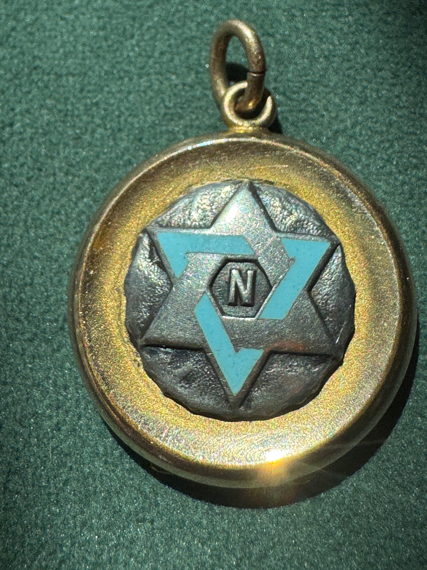 Rare Antique Early 1900s Rolled Gold Star of David Locket With Blue Enamel Fraternal Design