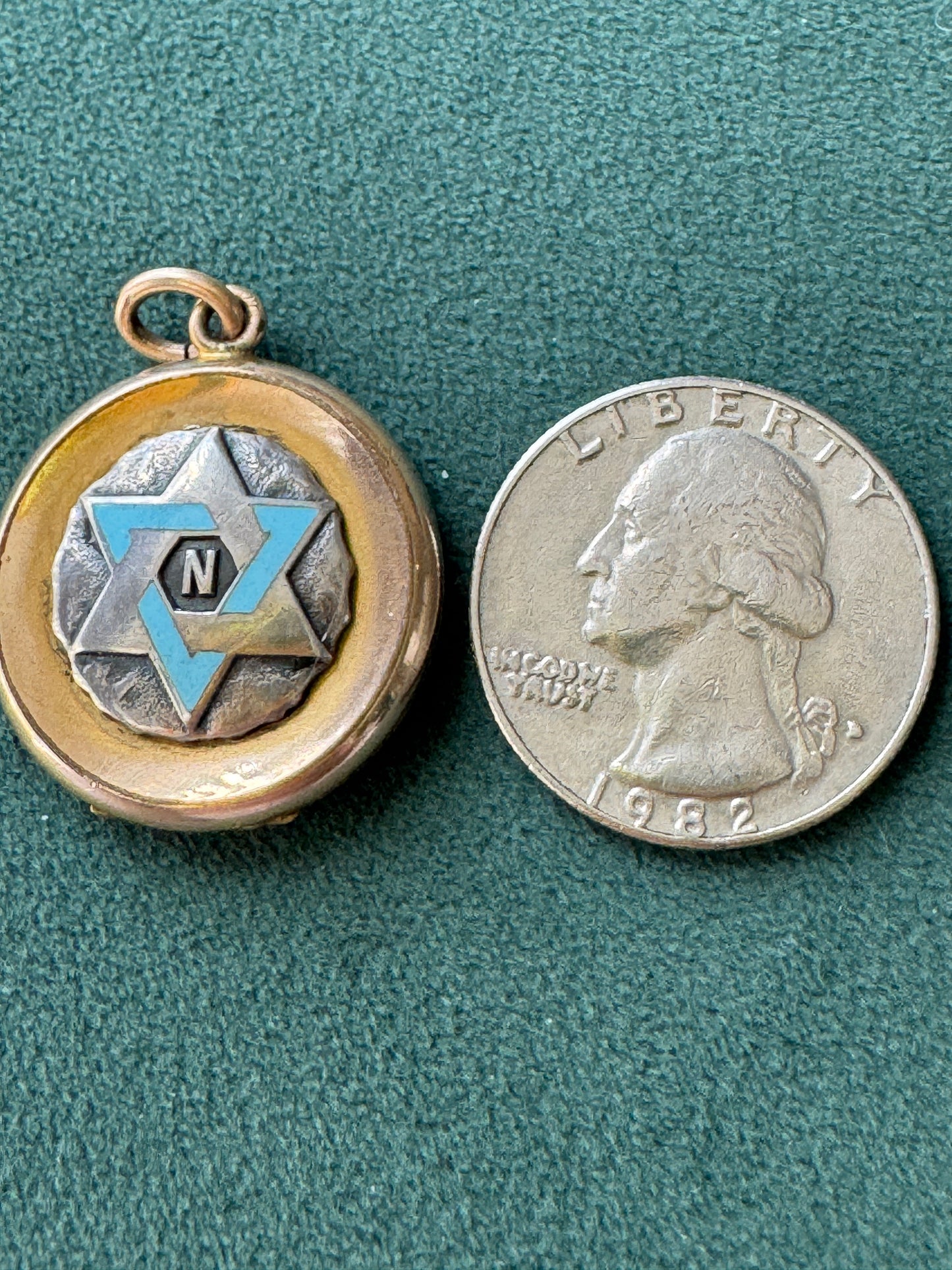 Rare Antique Early 1900s Rolled Gold Star of David Locket With Blue Enamel Fraternal Design