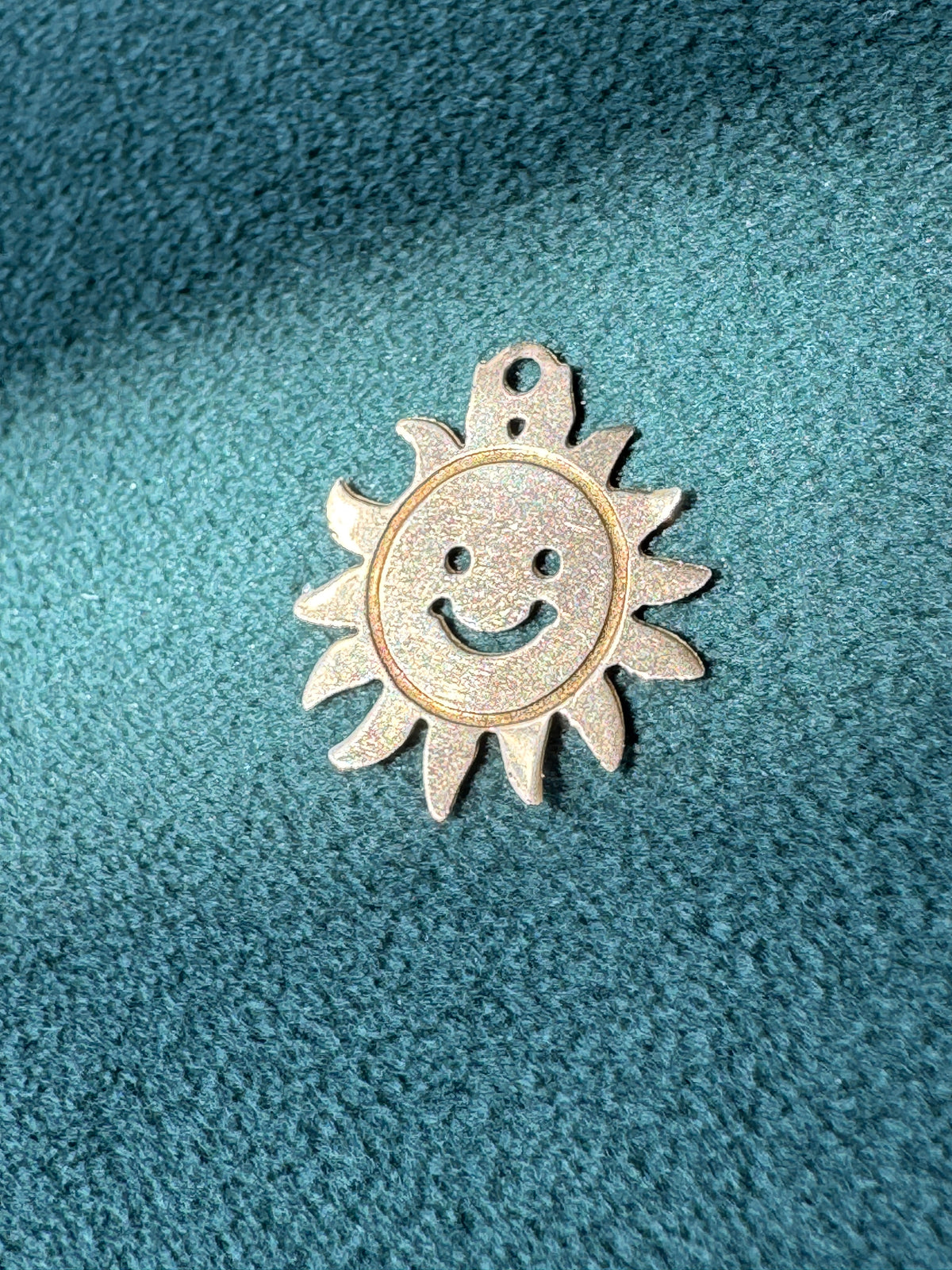 Vintage Petite 14K Gold Smiley Sun Charm Pendant Sunshine Statement