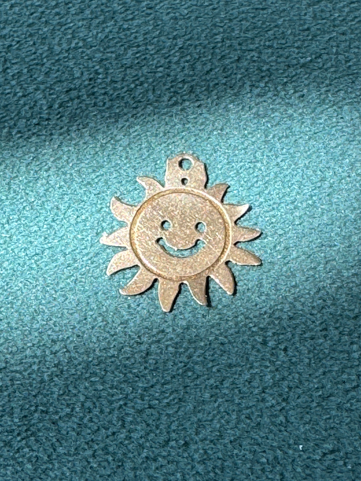 Vintage Petite 14K Gold Smiley Sun Charm Pendant Sunshine Statement