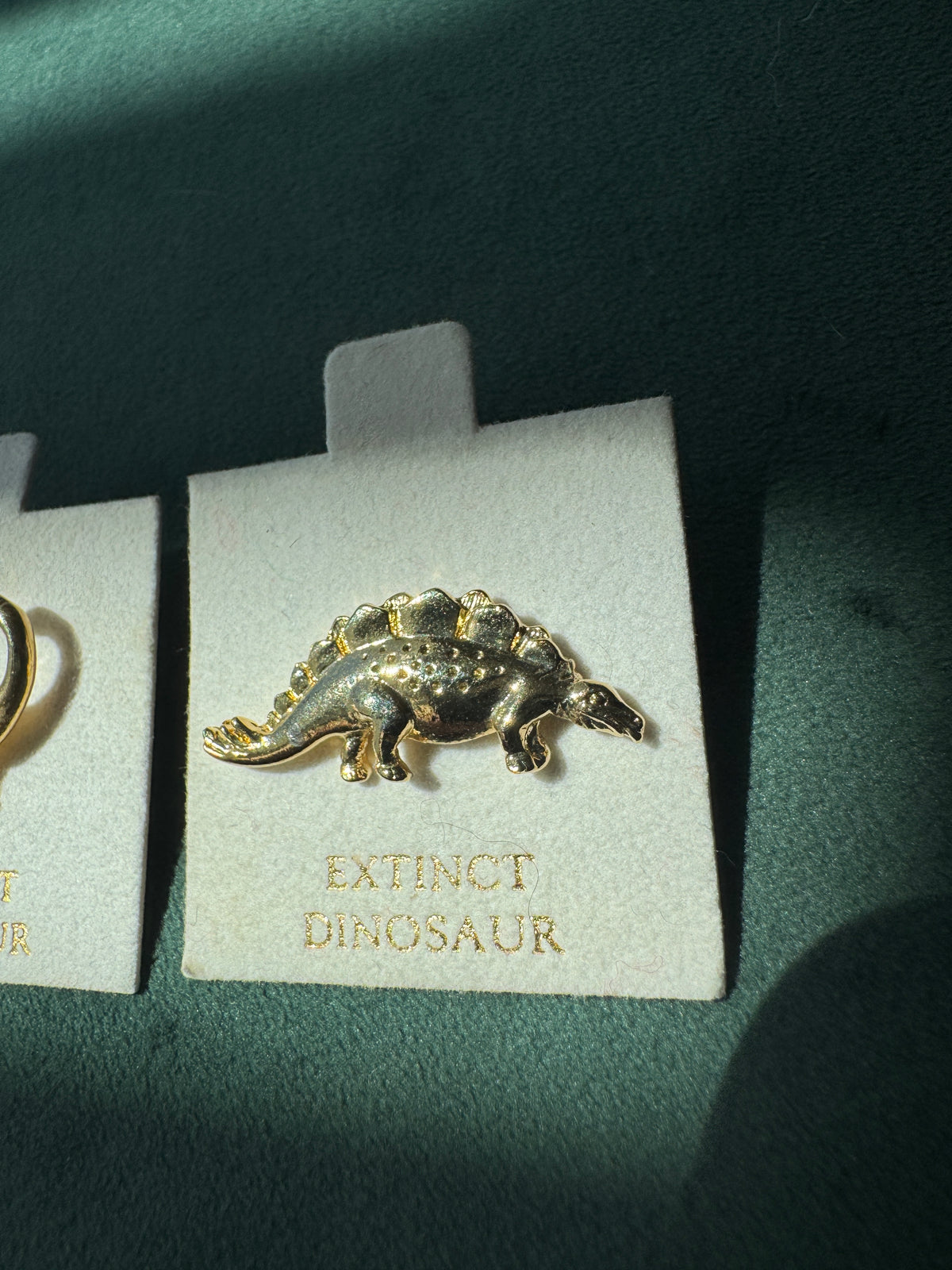 Vintage Extinct Dinosaur Lapel Pin Set of Three Gold Tone Dead Stock