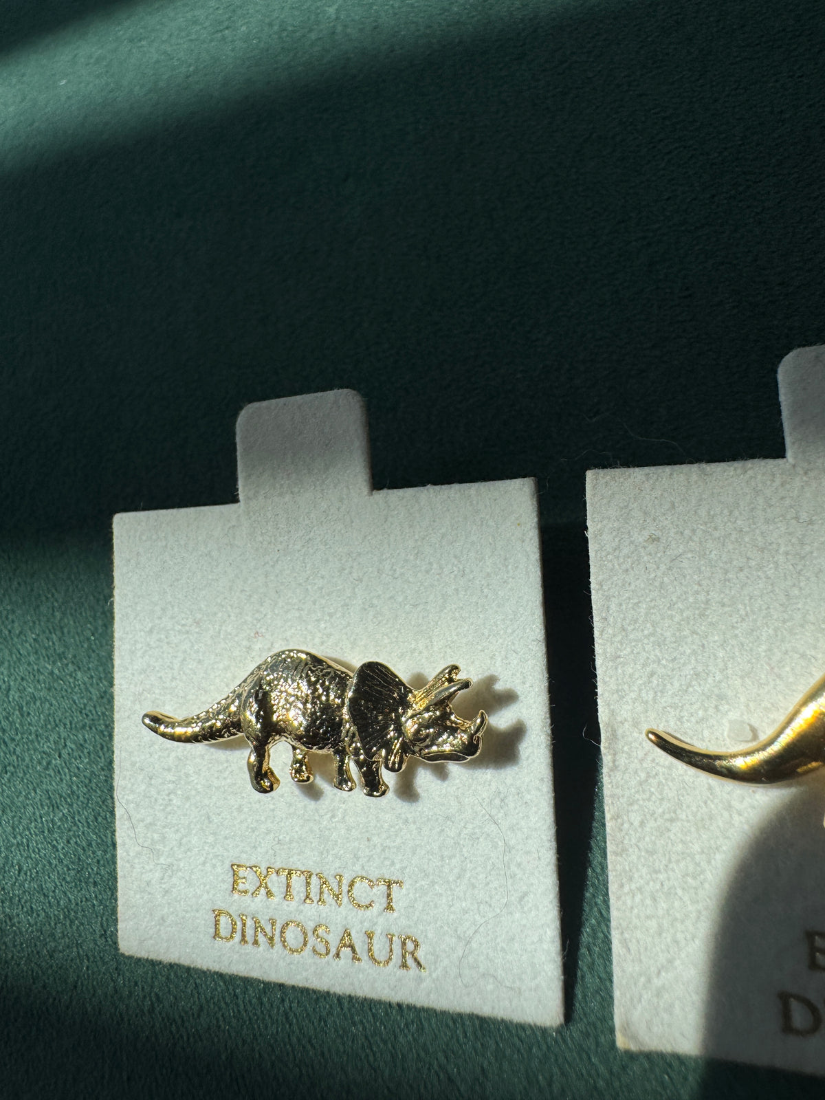 Vintage Extinct Dinosaur Lapel Pin Set of Three Gold Tone Dead Stock