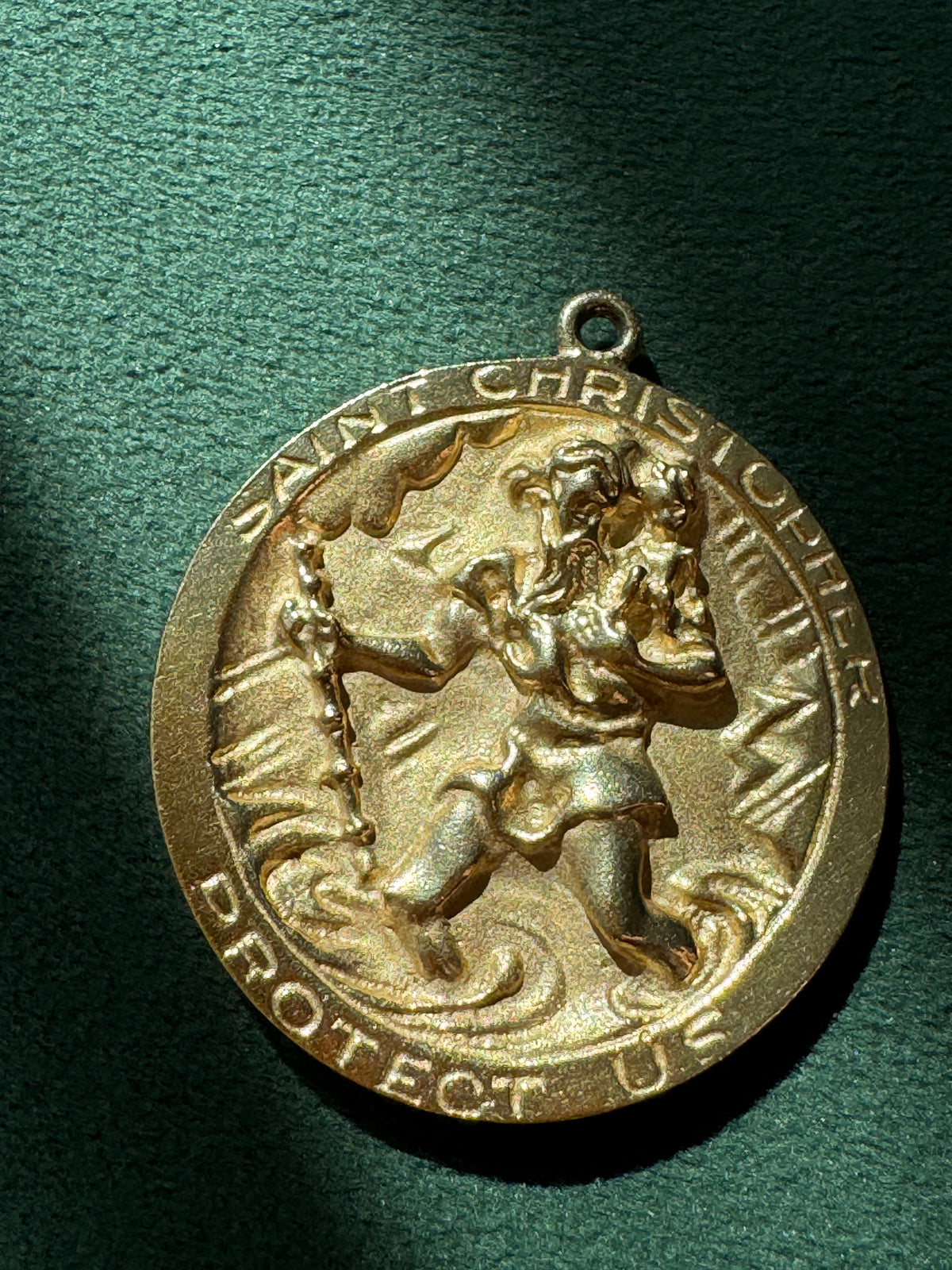 Vintage 1950s 10K Gold Reversible Star of David Saint Christopher Medal Estate Jewelry Double Coverage For Your Soul