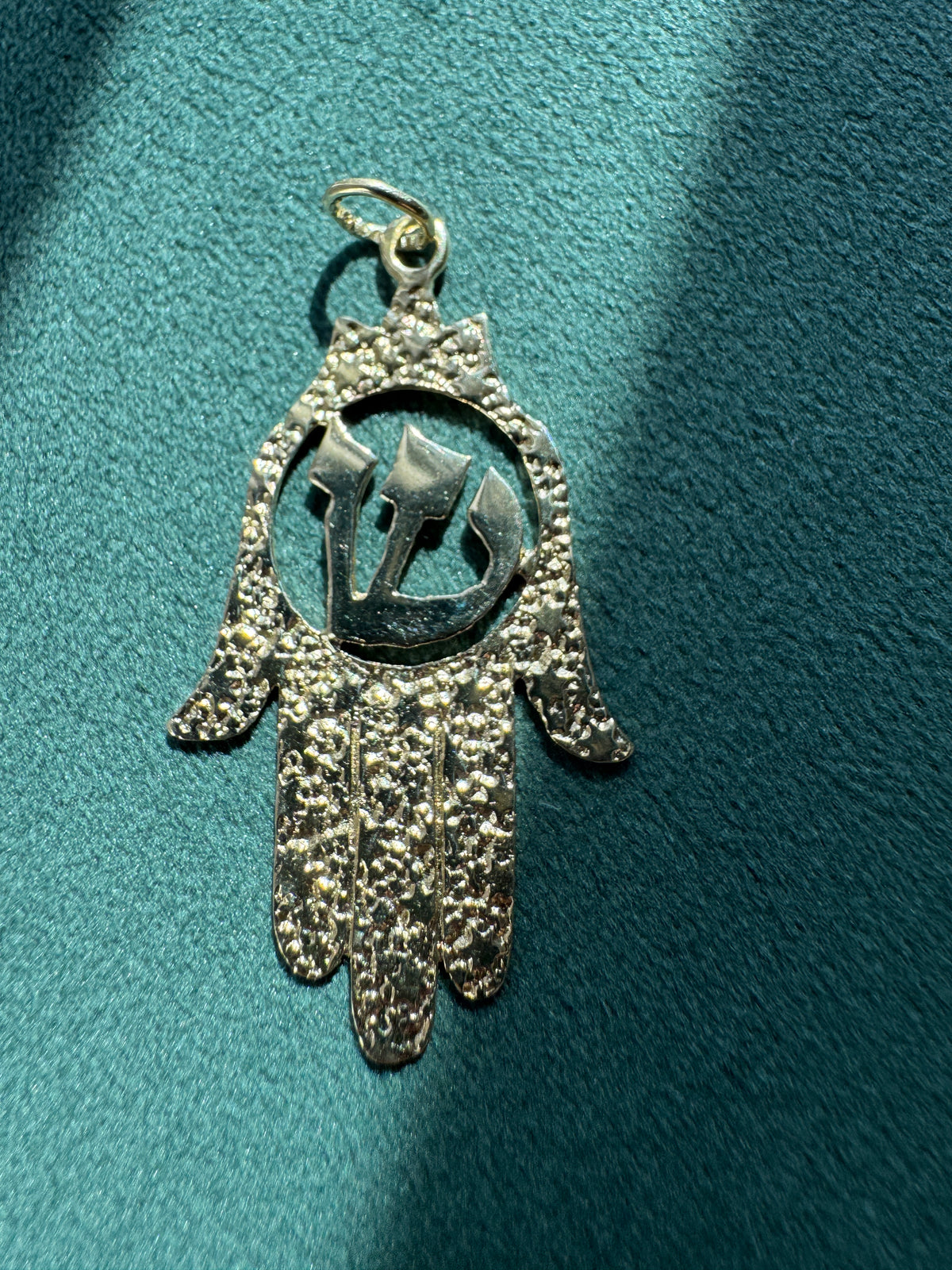 Vintage 14K Gold Hamsa Pendant With Pierced Hebrew Chai Estate Jewelry Good Luck Two Ways