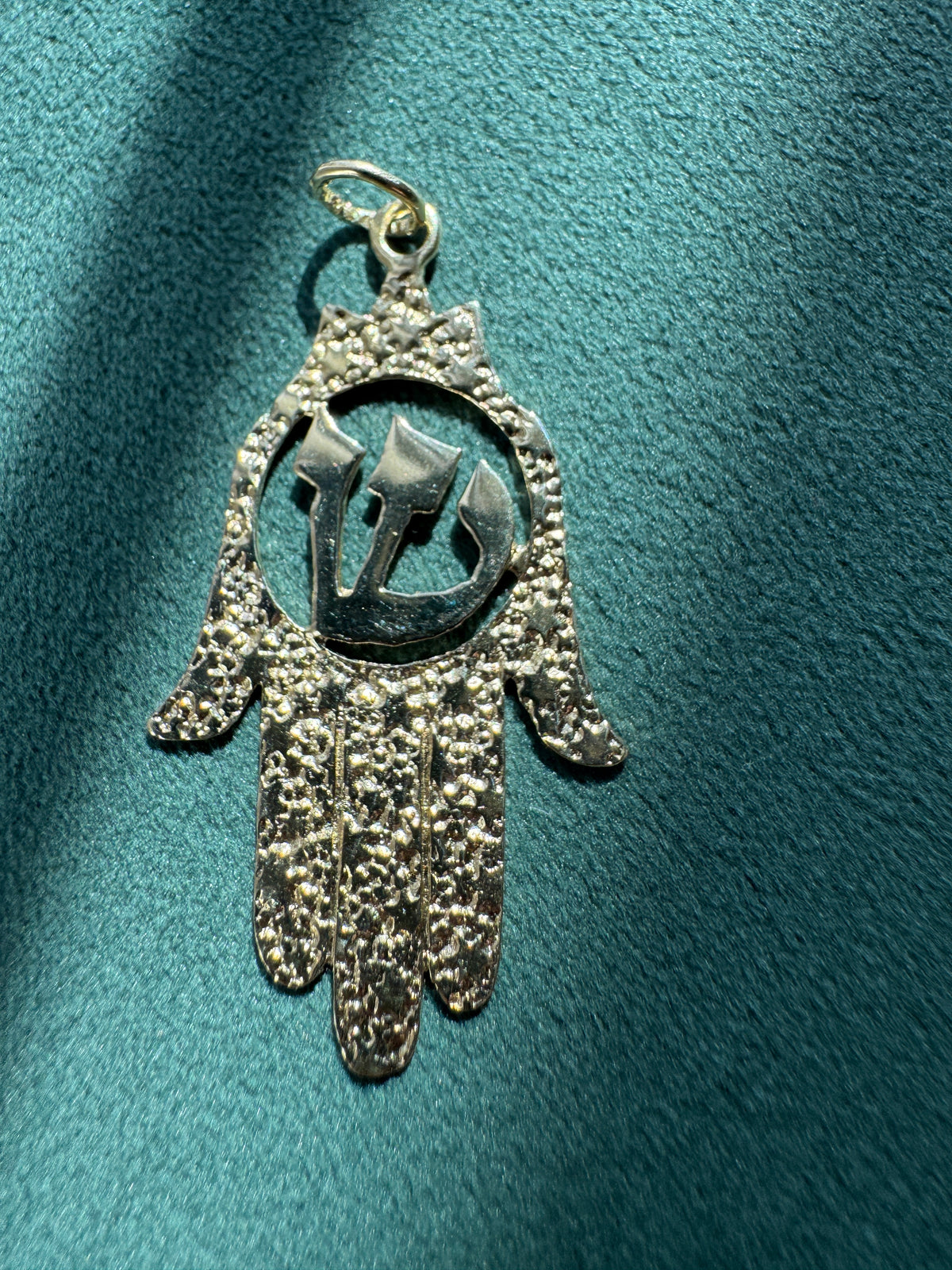 Vintage 14K Gold Hamsa Pendant With Pierced Hebrew Chai Estate Jewelry Good Luck Two Ways