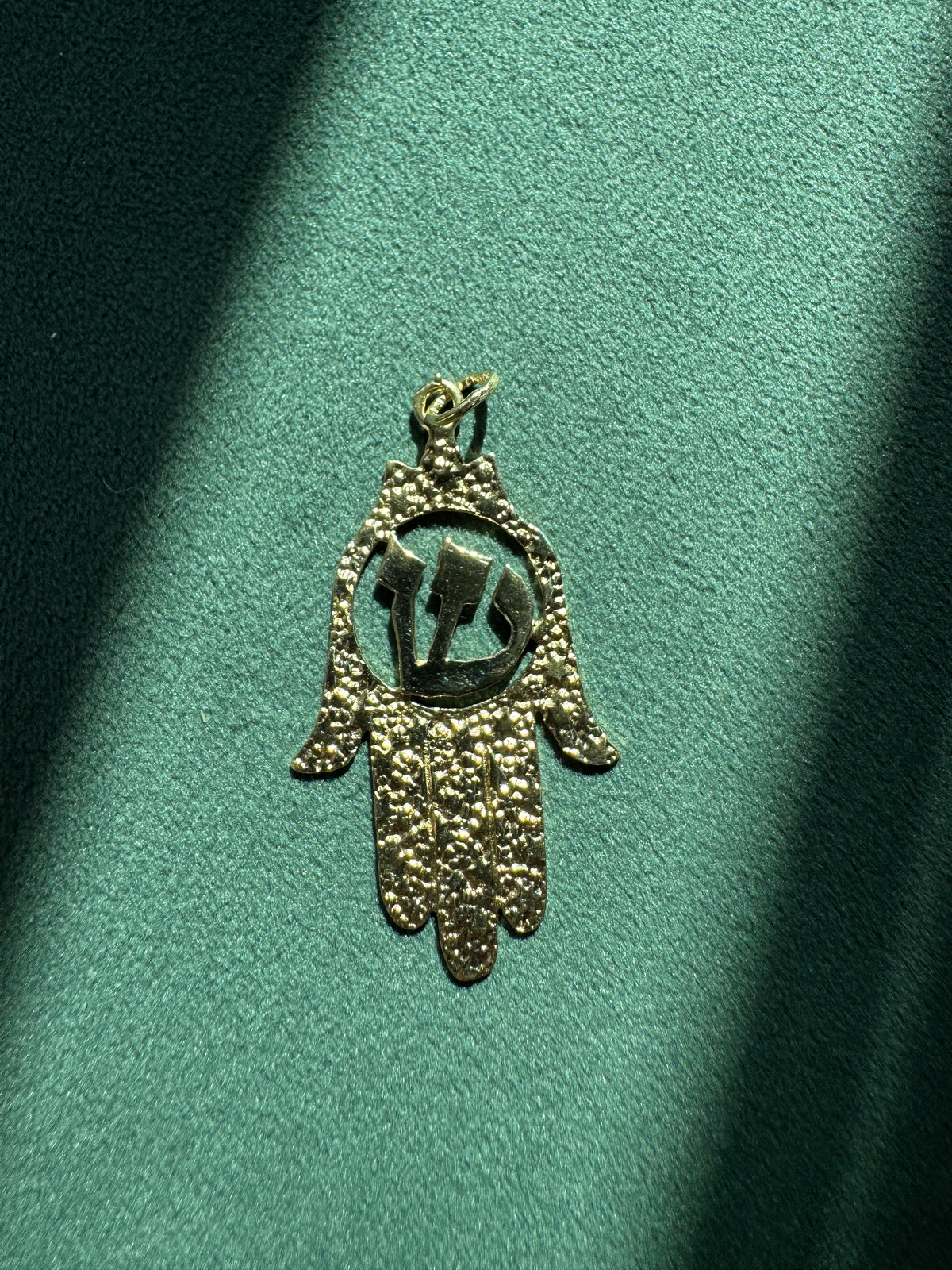 Vintage 14K Gold Hamsa Pendant With Pierced Hebrew Chai Estate Jewelry Good Luck Two Ways