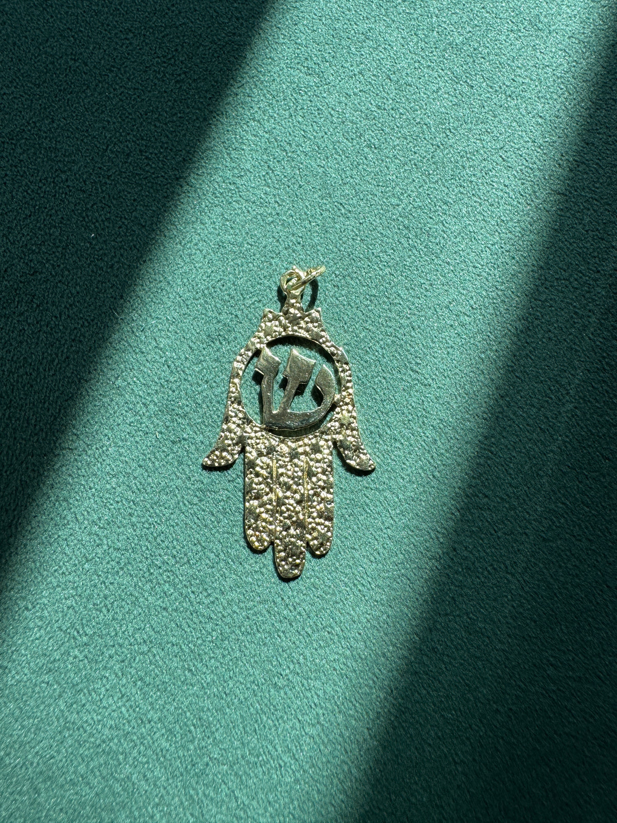Vintage 14K Gold Hamsa Pendant With Pierced Hebrew Chai Estate Jewelry Good Luck Two Ways