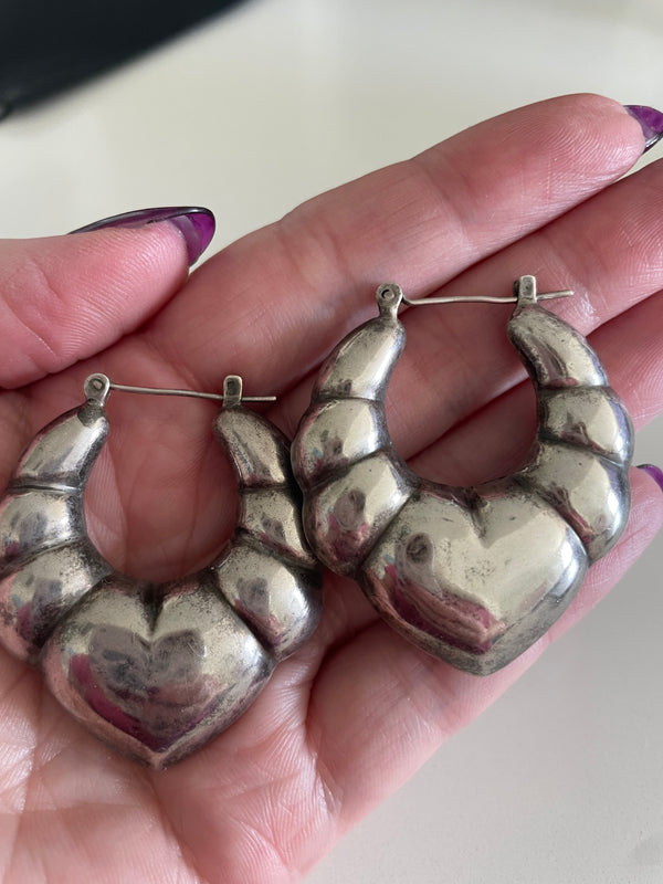 Puffy Heart Door knocker Hoops