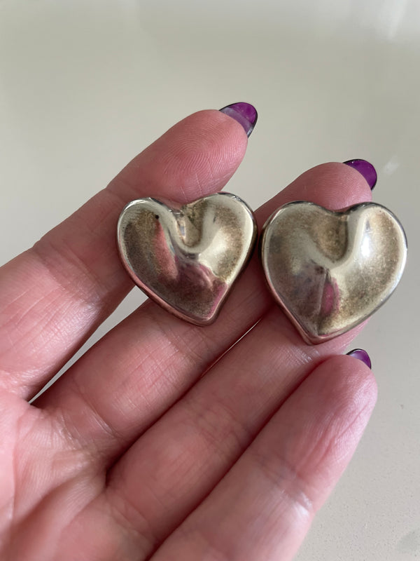 Pinched Heart Stud Earrings