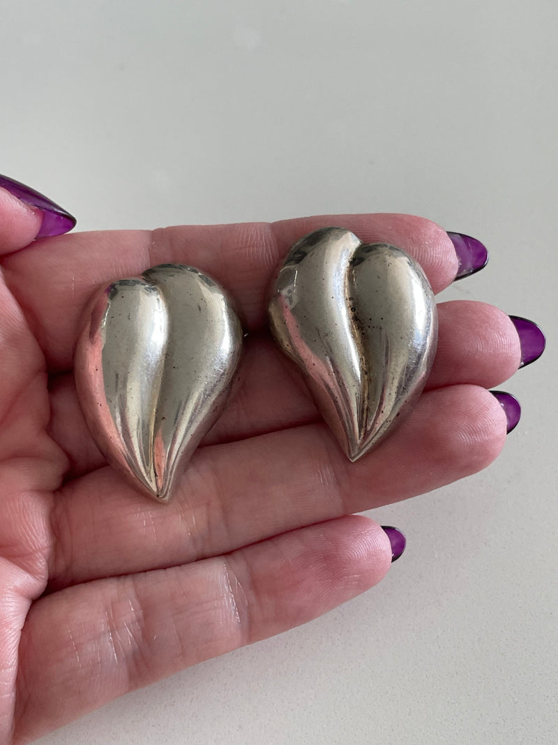 Large Abstract Heart Earrings