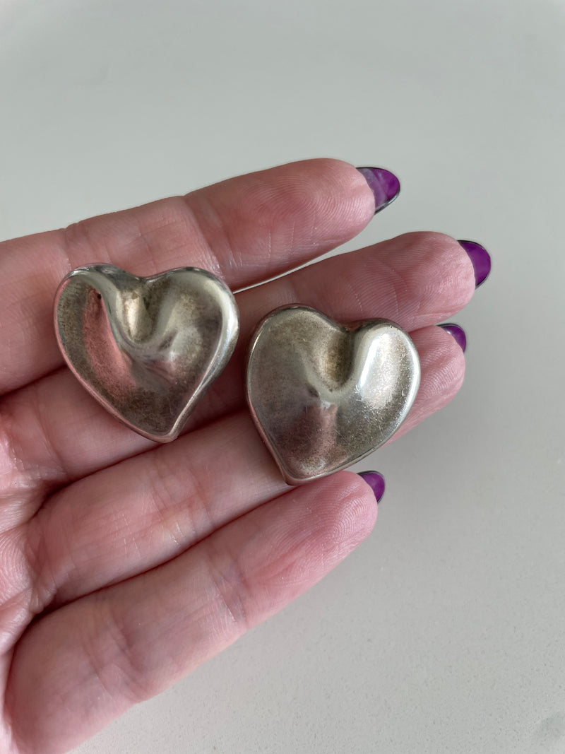 Pinched Heart Stud Earrings