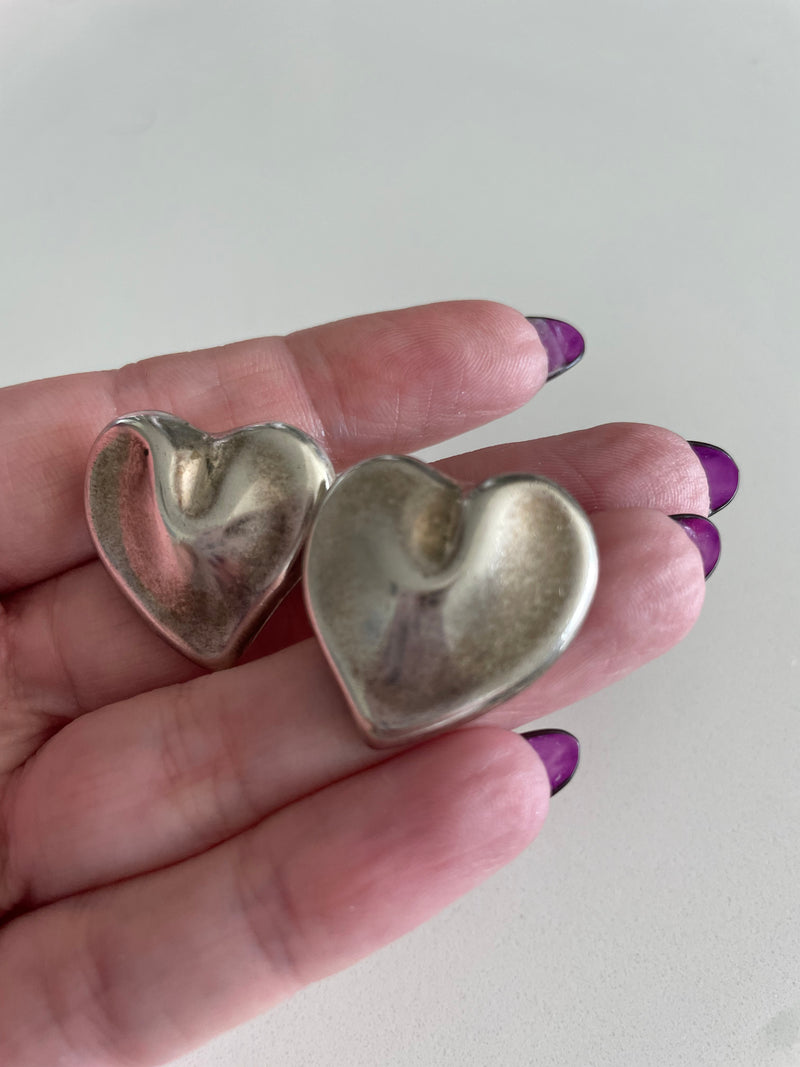 Pinched Heart Stud Earrings