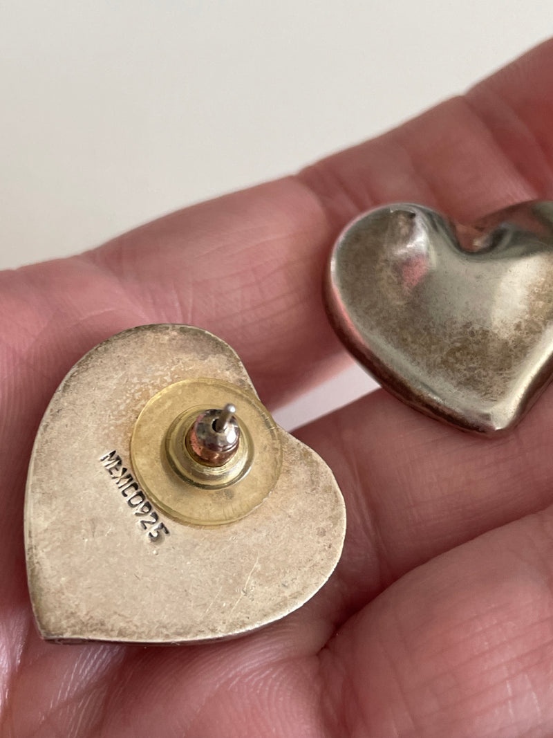 Pinched Heart Stud Earrings