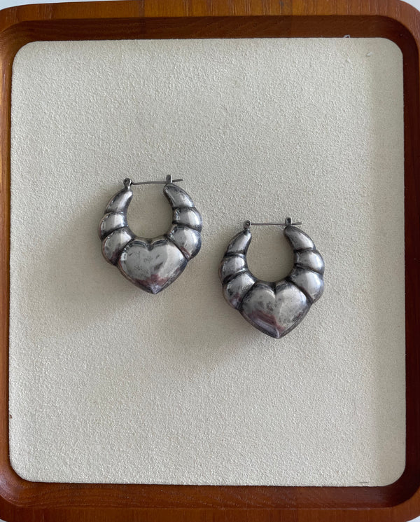 Puffy Heart Door knocker Hoops