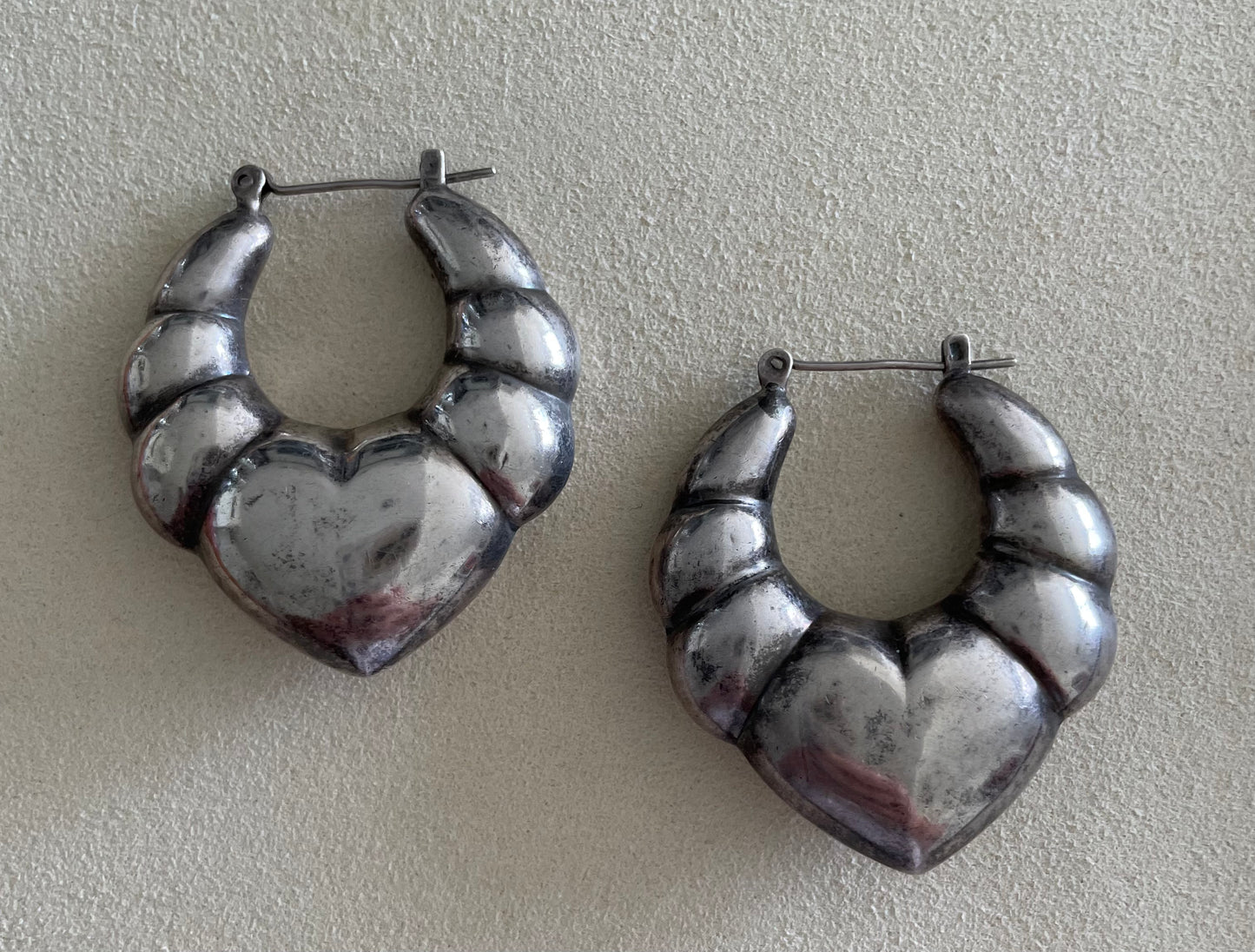 Puffy Heart Door knocker Hoops