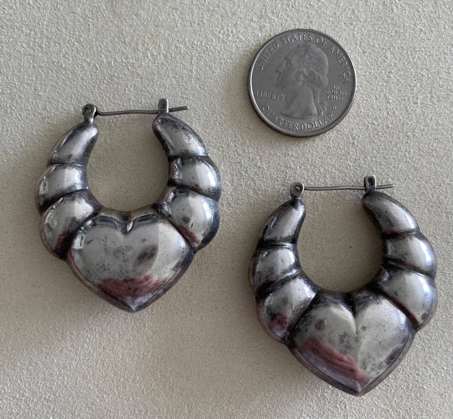 Puffy Heart Door knocker Hoops