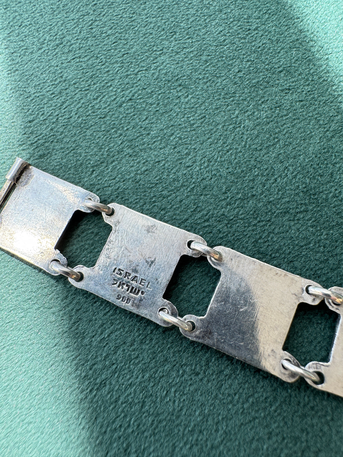 Vintage Israel 900 Silver Twelve Tribes of Israel Panel Bracelet Judaica Hebrew Pictorial Link Bracelet Rare