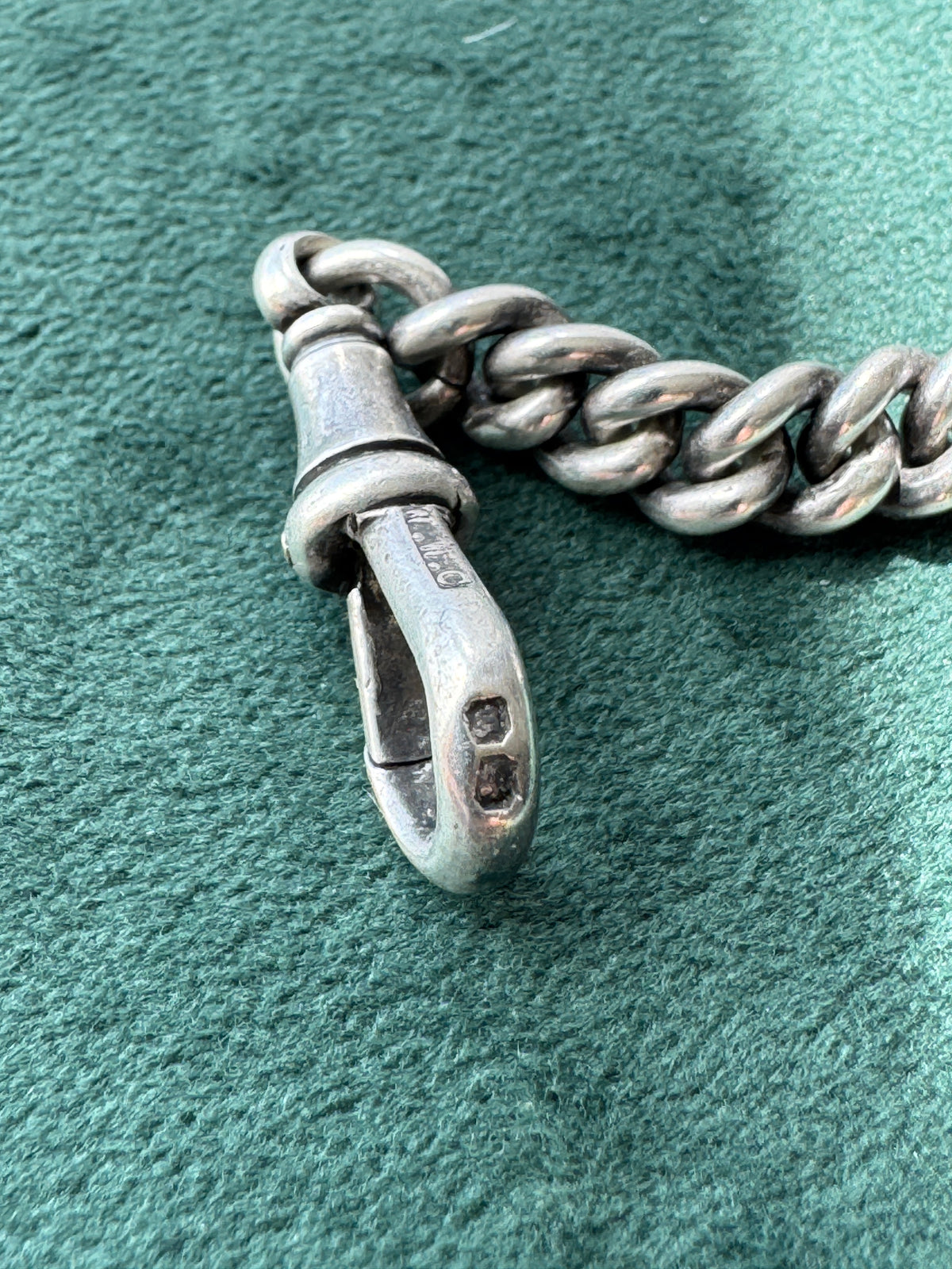 Antique Victorian Sterling Silver Albert Watch Chain For Regularity Fob Medal 1900 Engraved M Garland St Peters Woolwich Birmingham Hallmarked
