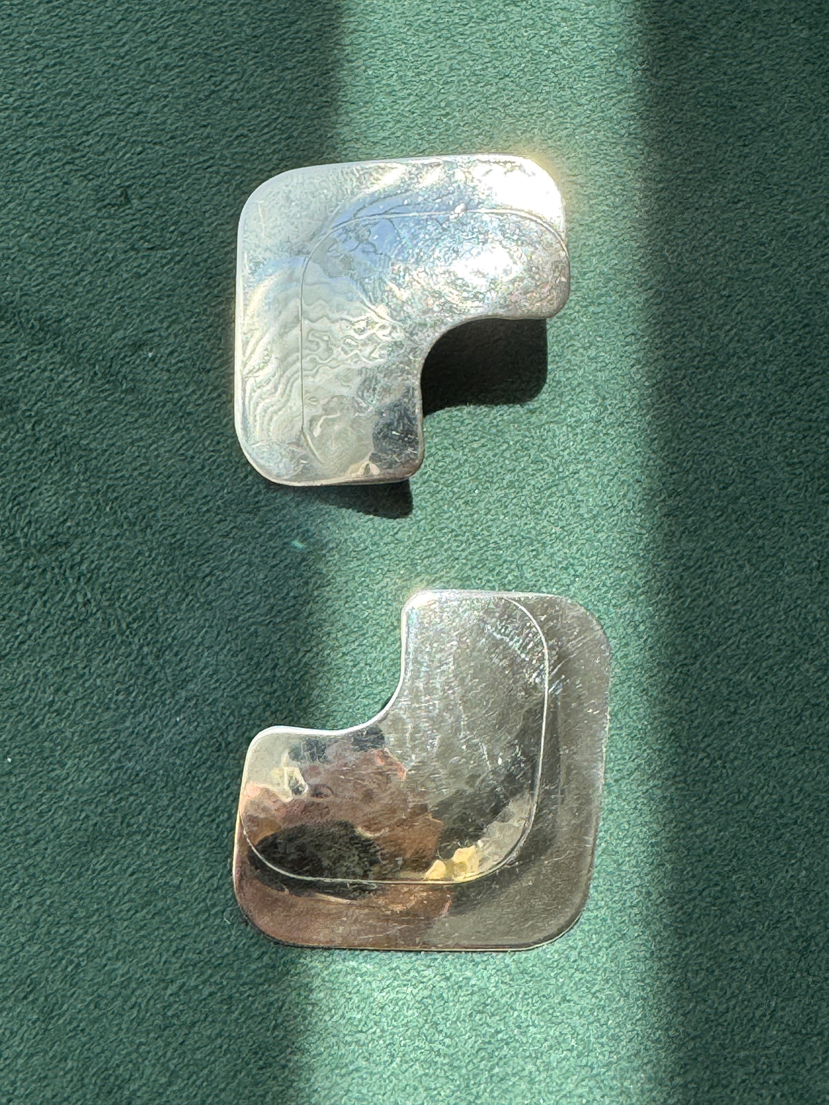 Vintage signed Pearce Sterling Silver Modernist Earrings Layered Geometric Studs Fred and Kate Pearce American Studio Jewelry