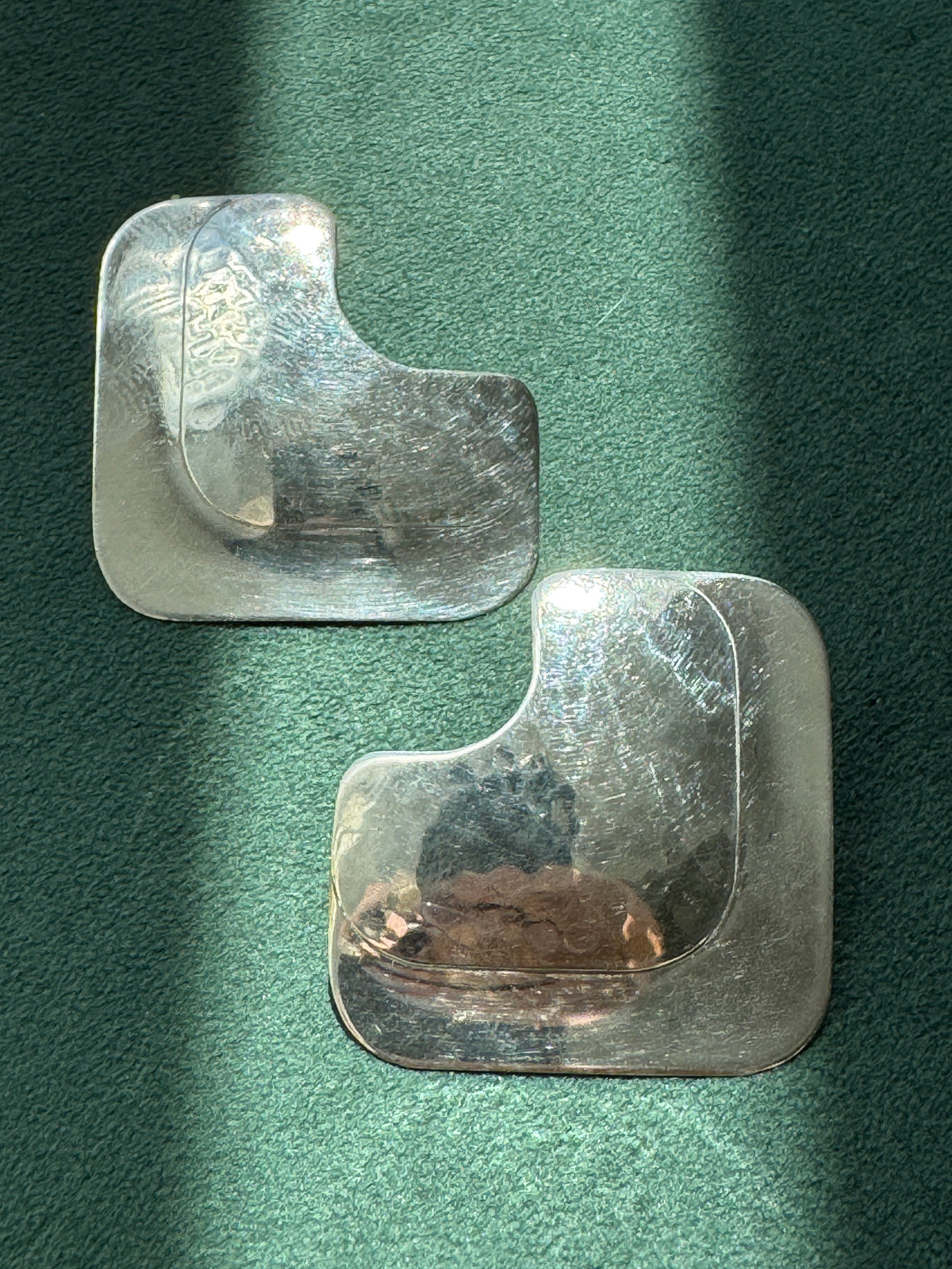 Vintage signed Pearce Sterling Silver Modernist Earrings Layered Geometric Studs Fred and Kate Pearce American Studio Jewelry