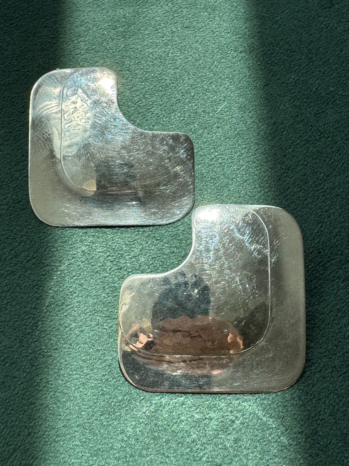 Vintage signed Pearce Sterling Silver Modernist Earrings Layered Geometric Studs Fred and Kate Pearce American Studio Jewelry