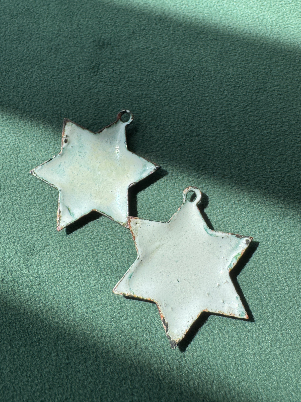 Vintage Persian Style Hand Painted Enamel Star of David Chai Pendant Floral Minakari Judaica