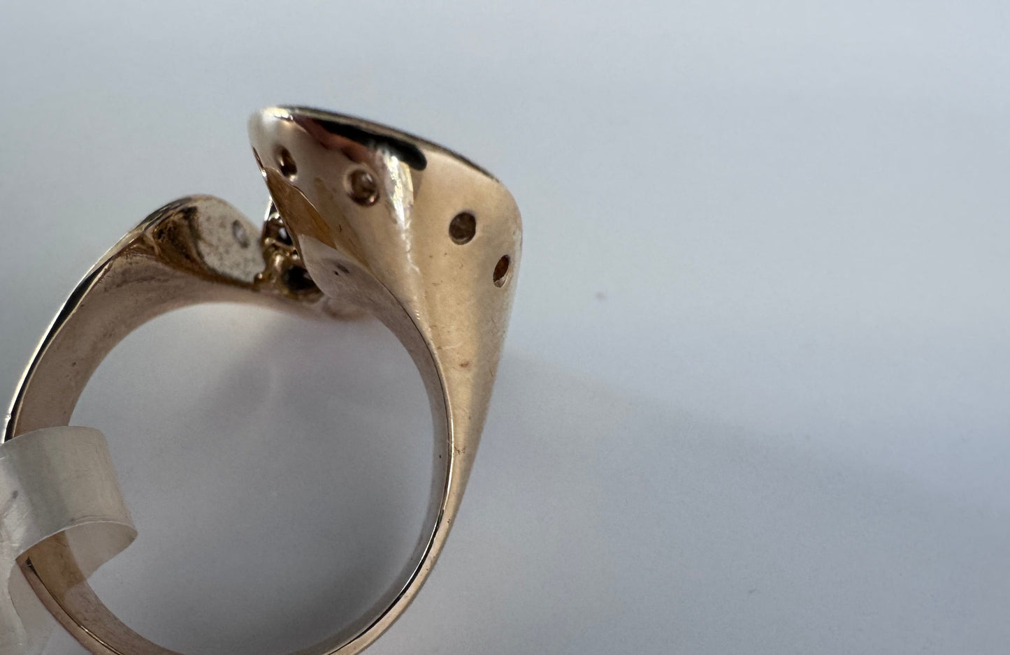 Estate 1970s Space Age 14K Gold Ruby Sapphire Diamond Sculptural Ring