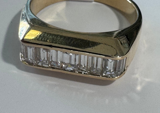 Estate 14K Gold Baguette Diamond Ring 1ctw Vintage