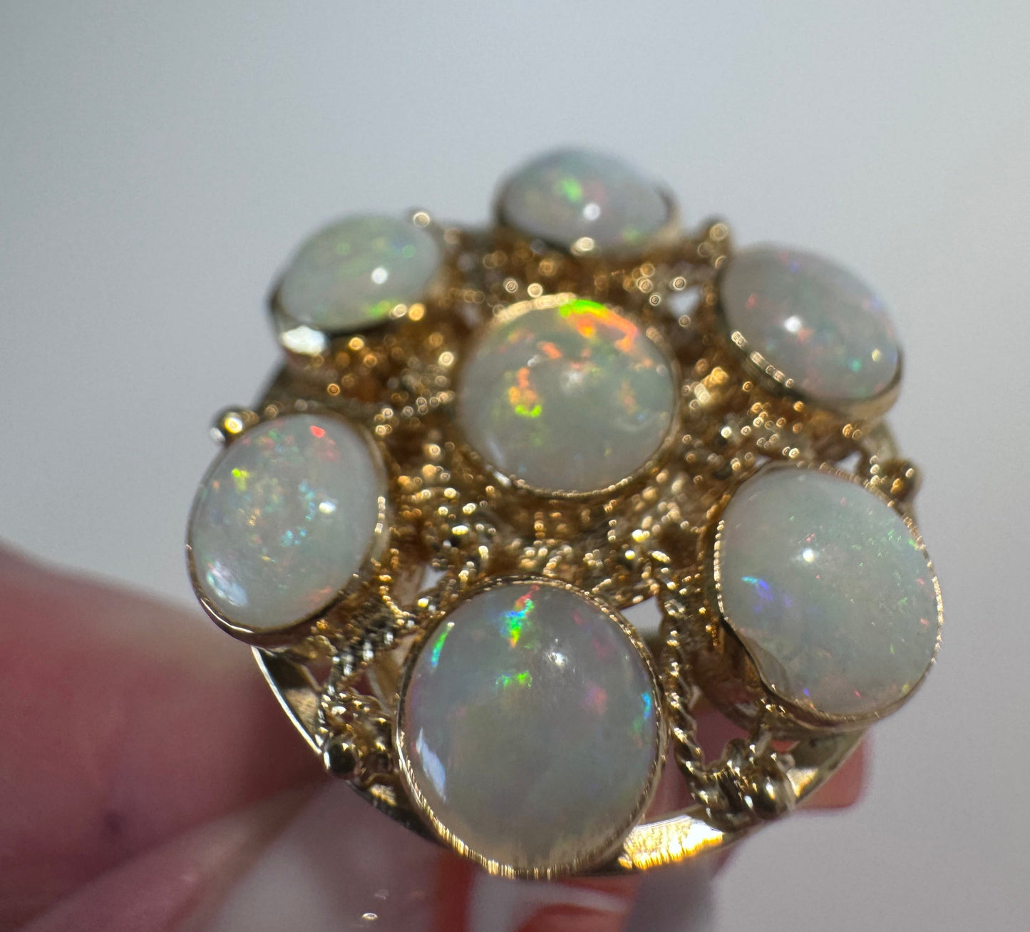 Grand Estate 14K Gold Opal Cluster Ring
