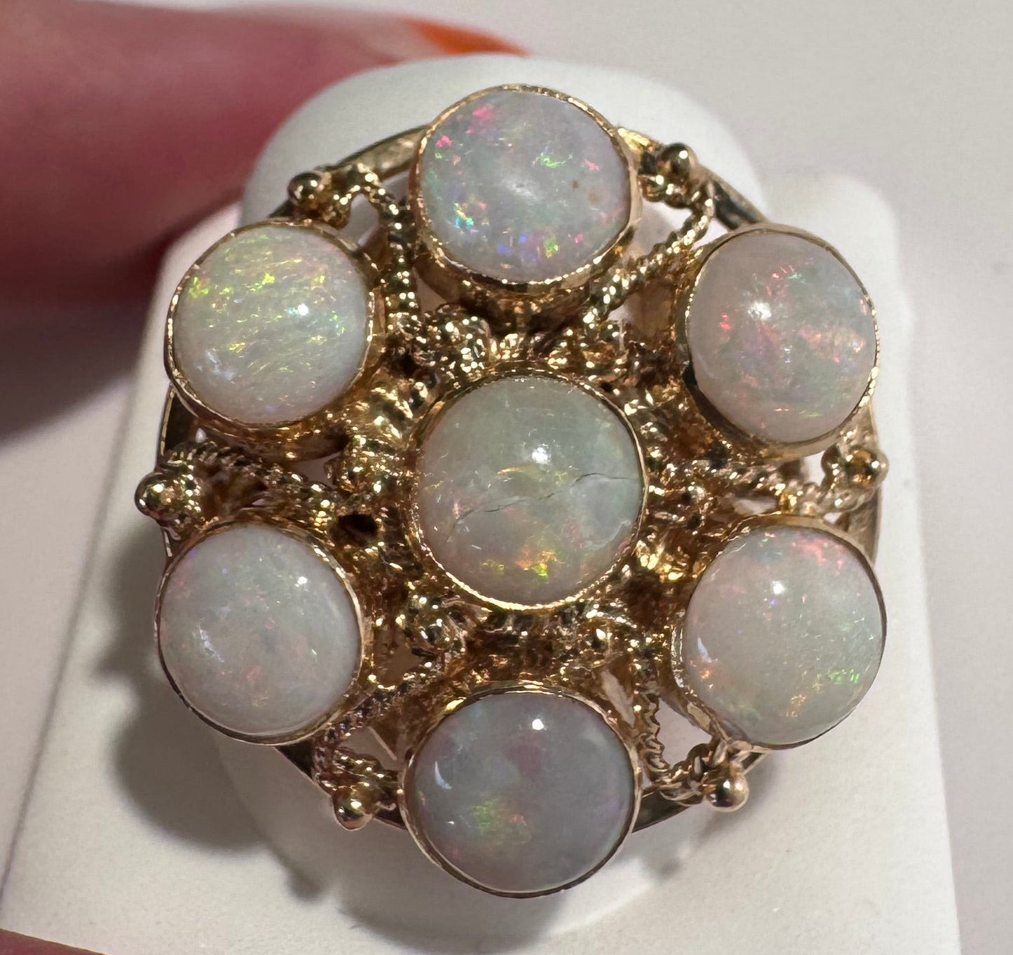 Grand Estate 14K Gold Opal Cluster Ring