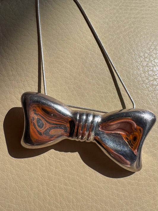 Vintage Los Ballesteros Bow, Bowtie Pendant/Brooch in Sterling Silver