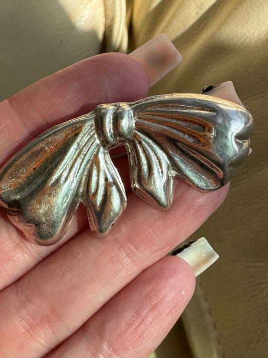 Vintage Sterling Silver Taxco Mexican Floppy Bow Brooch