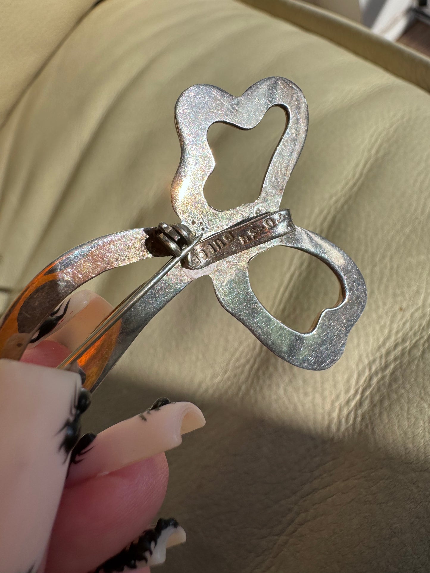 Estate Vintage 1980s Dulce Plateros Mexican Sterling Silver Bow Pendant Brooch TO-34