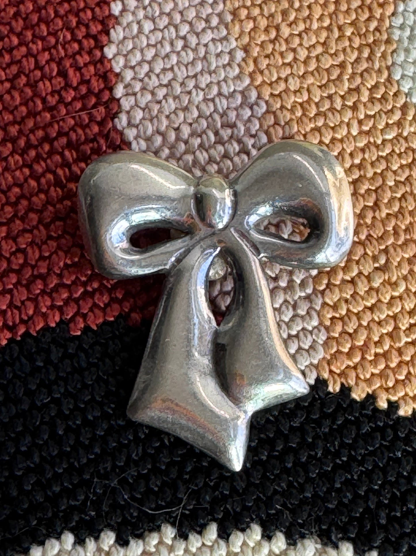 Vintage Mexican Sterling Silver Bow Pendant Brooch Hecho en Mexico 925