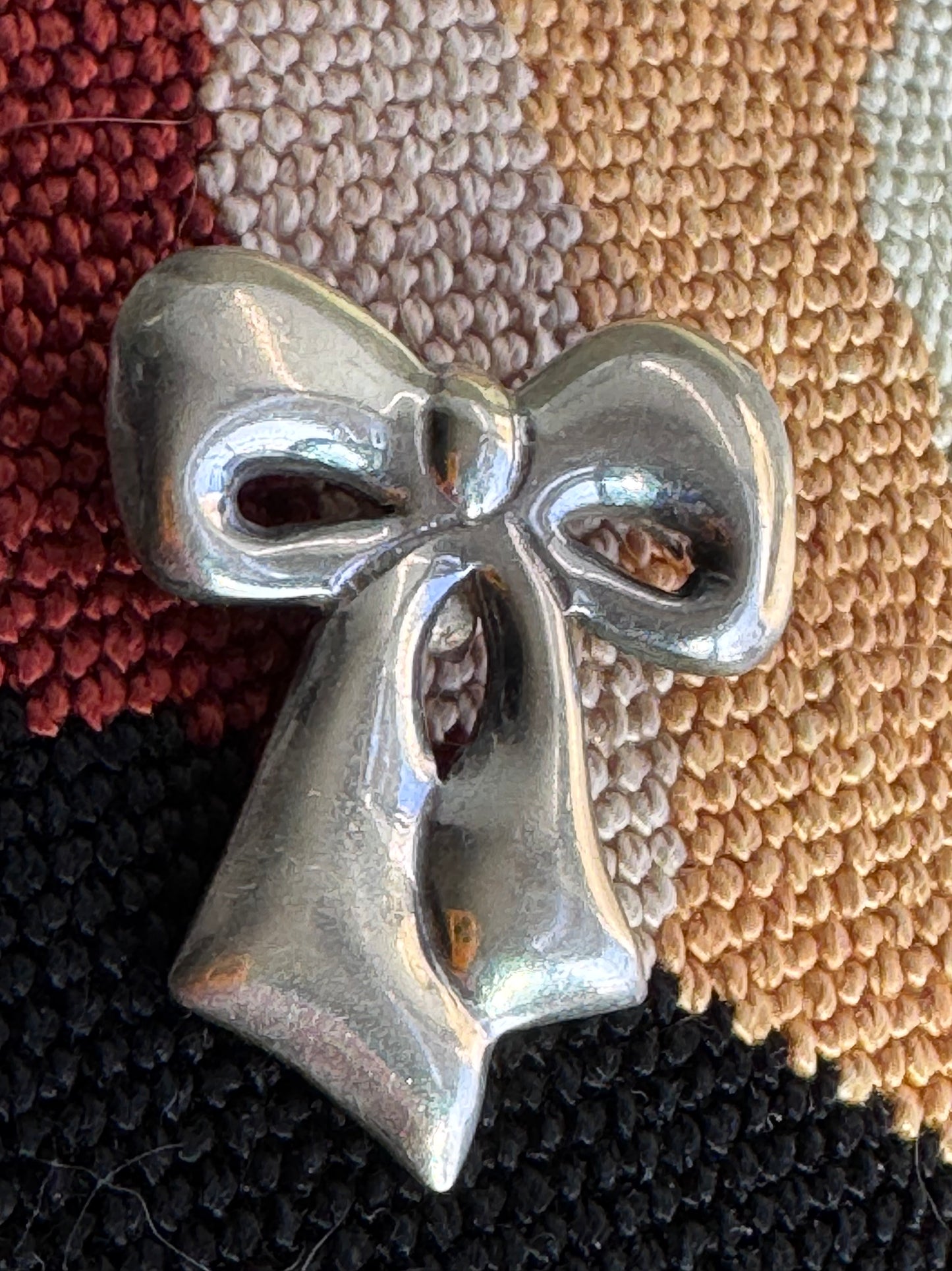 Vintage Mexican Sterling Silver Bow Pendant Brooch Hecho en Mexico 925
