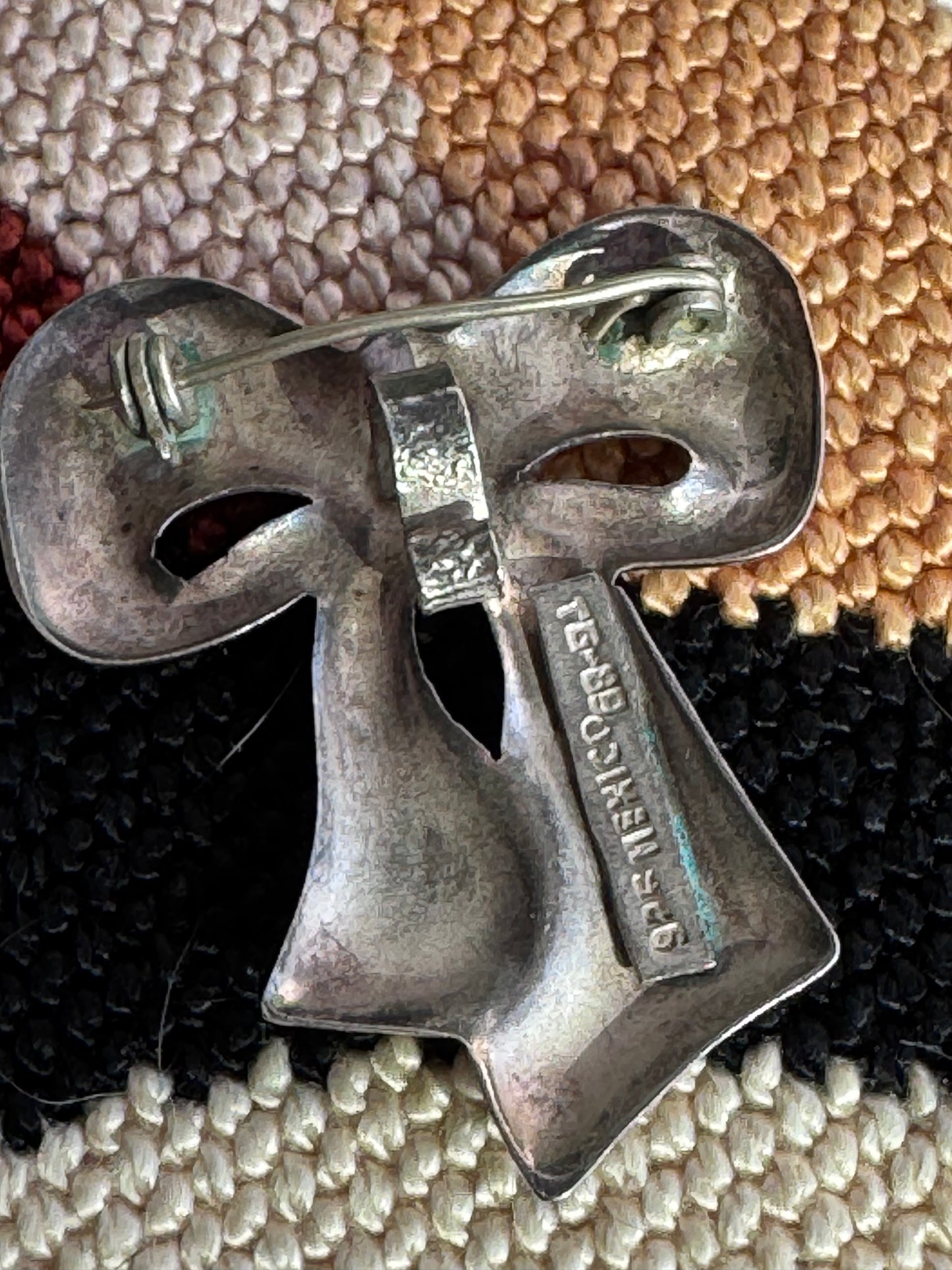 Vintage Mexican Sterling Silver Bow Pendant Brooch Hecho en Mexico 925